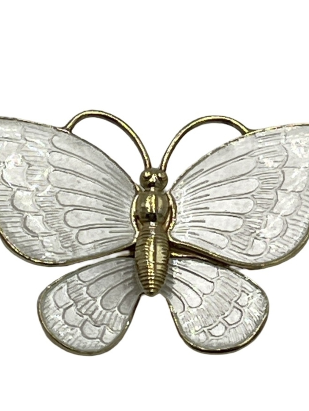 Volmer Bahner Denmark Gold Over Sterling White Enamel Brooch